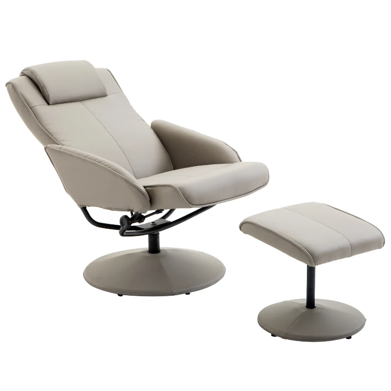 HOMCOM Fauteuil Relax inclinable Style Contemporain avec Repose-Pieds revêtement synthétique Acier Gris