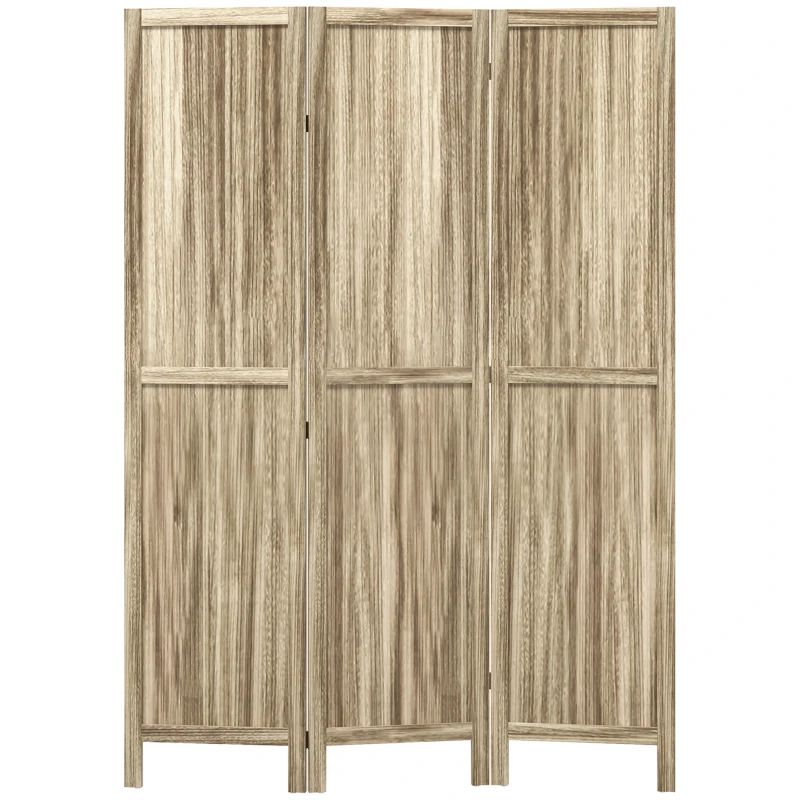 HOMCOM Paravent en bois de paulownia 3 panneaux 120 x 170 cm séparateur de pièce cloison de séparation pliable - naturel