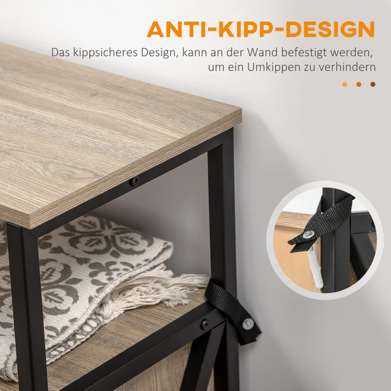 HOMCOM Sideboard im Industriedesign, 2 Schränke, 2 Regale. 1 Ablagefach, 100 cm x 30 cm x 80 cm, Natur + Schwarz