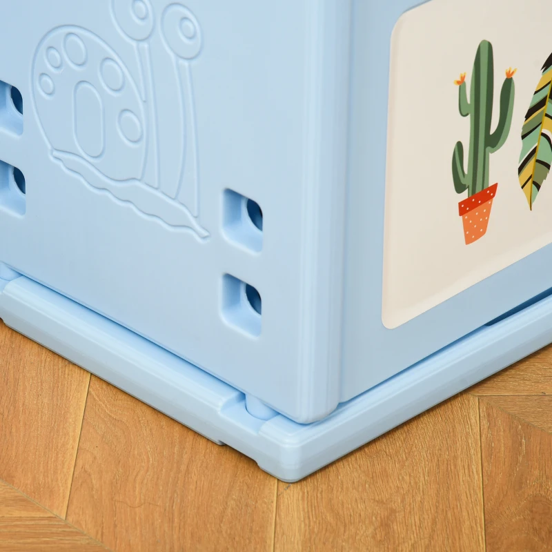 HOMCOM Estantería Infantil de Juguetes con Armario Estantes 4 Cajas y 3 Cestas Organizador de Almacenaje para Habitación de Niños Sala Juegos 128x34x155 cm Azul