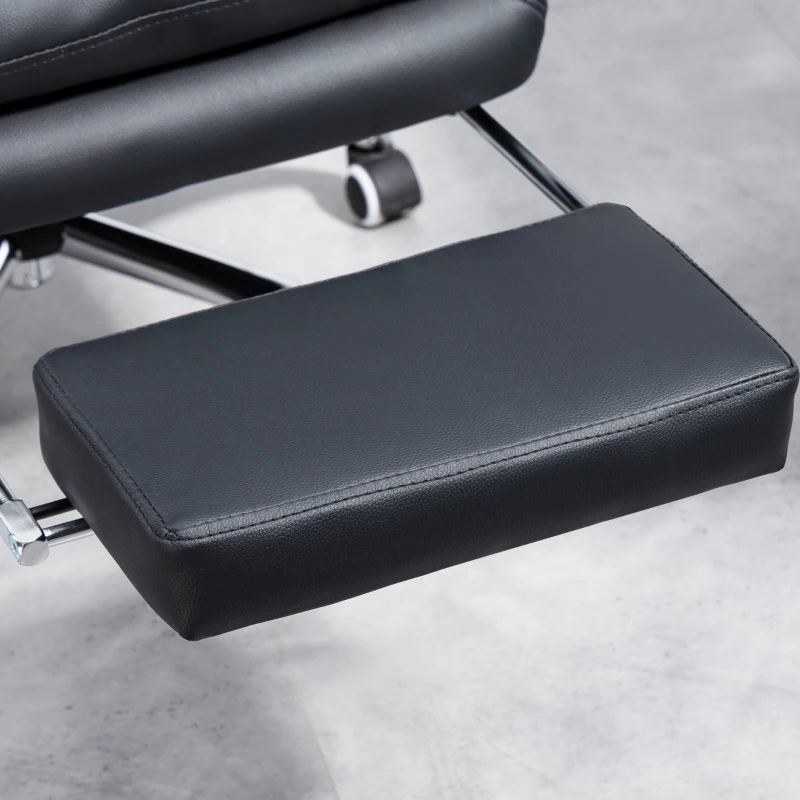 Vinsetto Poltrona da Ufficio in Finta Pelle con Schienale Reclinabile 135° e Poggiapiedi Estraibile, Nero