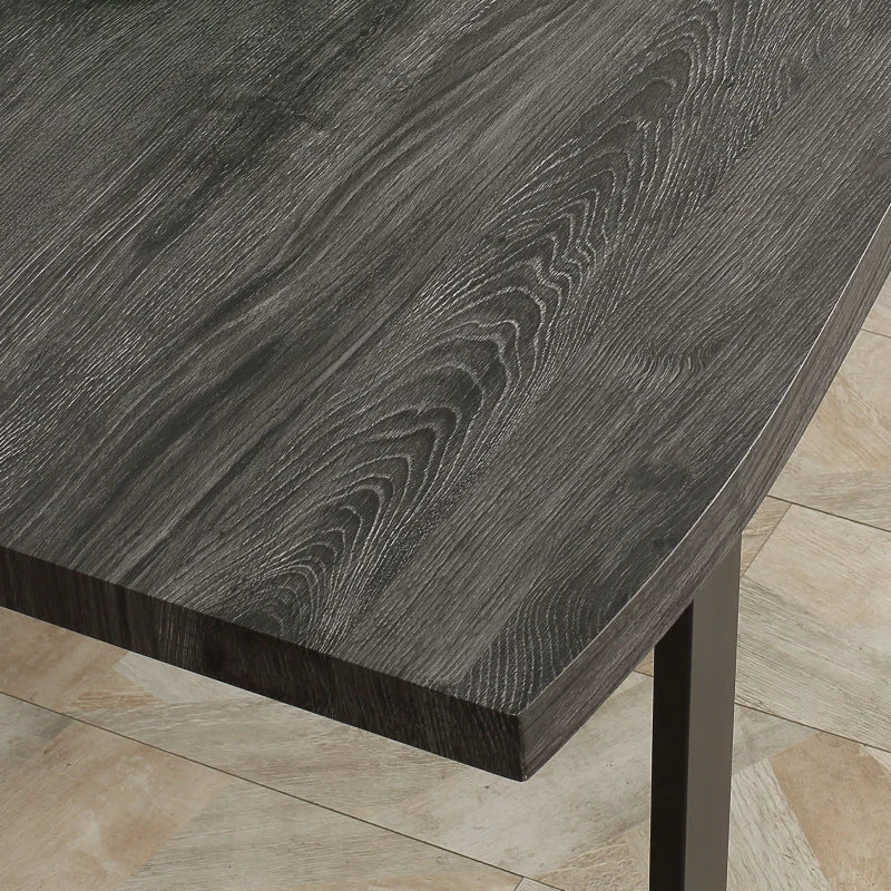 HOMCOM Mesa de Comedor Estilo Industrial con Encimera de Madera y Patas de Acero para hasta 6 Personas 160x85x75 cm Gris