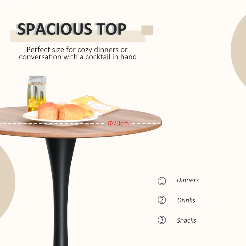 HOMCOM Modern Round Dining Table Leisure Coffee Bistro Table with Metal Base for Kitchen & Dining Room Brown