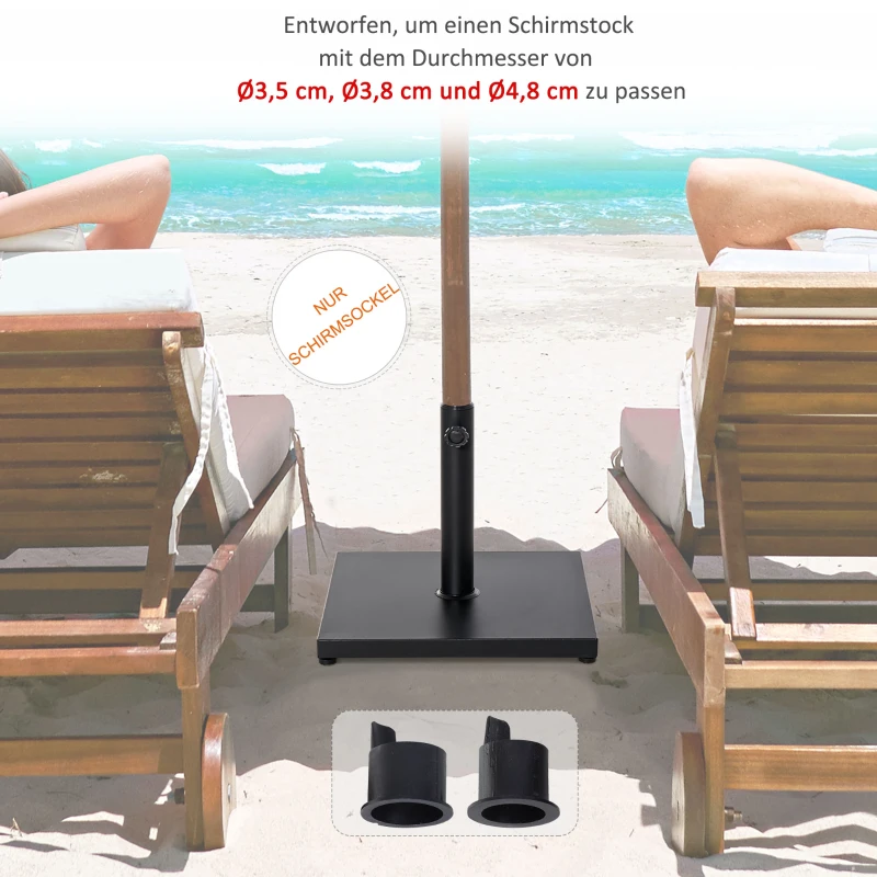 Outsunny Sonnenschirmständer, Schirmhalter, Regenschirm Base, für Ø35 mm, Ø38 mm, Ø48 mm, Metall, Schwarz, 45 x 45 x 39 cm