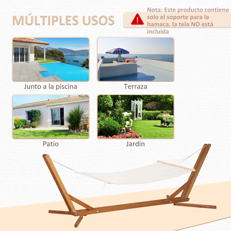 Outsunny Soporte para Hamaca de Madera Plegable Ajustable de 3 Niveles Estructura para Hamaca 217-380 cm de Longitud Carga Máx. 150 kg para Jardín Terraza 388x120x89 cm Teca