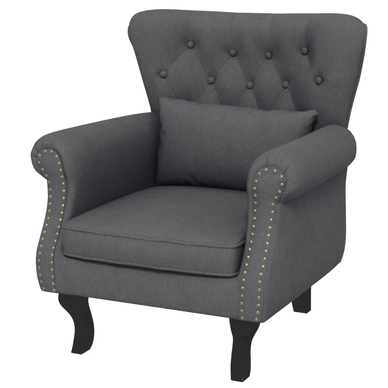 HOMCOM Chesterfield-Style Accent Chair - Grey