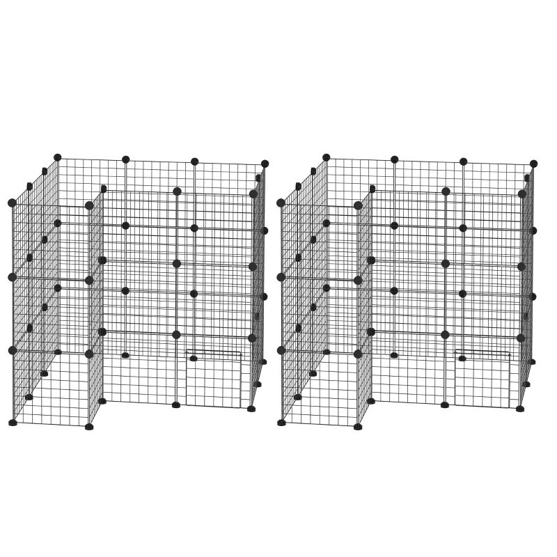 PawHut Cage parc clôture pour animaux domestiques enclos pour petits animaux modulable 2 niveaux 72 panneaux bords arrondis
