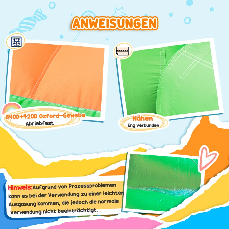Outsunny Aufblasbare Hüpfburg mit Gebläse Wasserrutsche Spielpool Aufblasbare Wasserspielcenter mit Rutsche Wasserpark aufblasbar Planschbecken ab 3 Jahre 380 x 285 x 225 cm