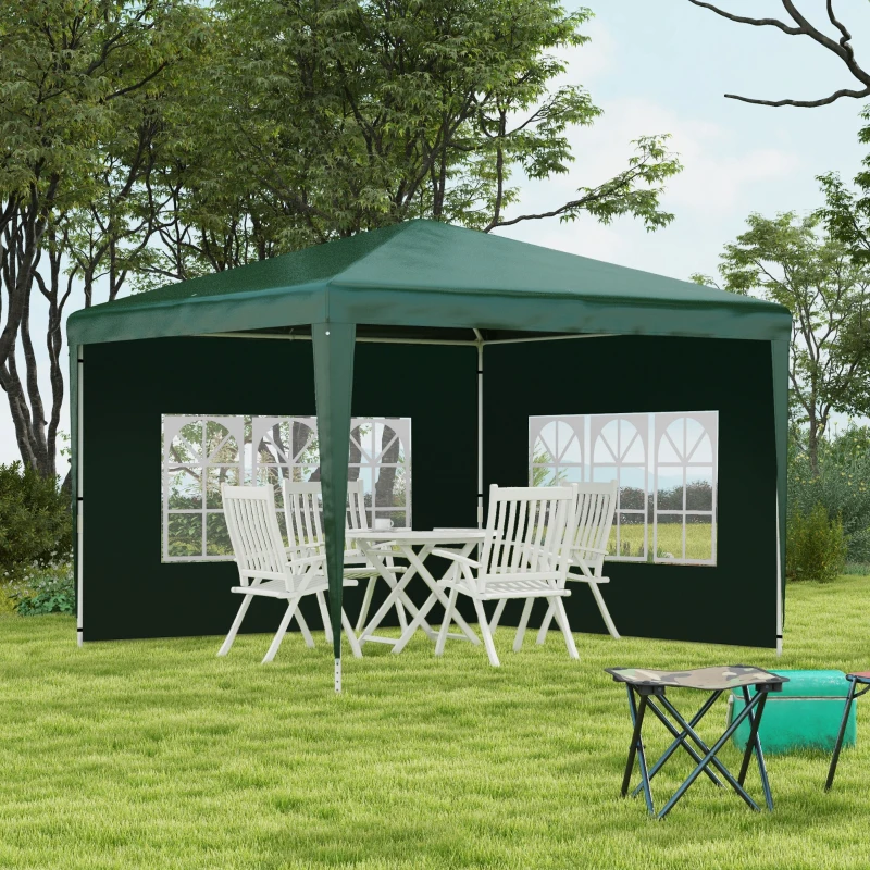 Outsunny Conjunto de 1 Carpa de Jardín 3x3 m Anti-UV Impermeable y 2 Paredes Laterales 3x2 m para Carpa 3x3 m y 3x6 m Verde