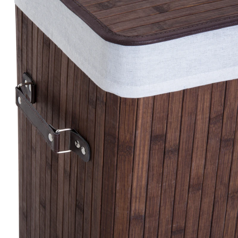 HOMCOM Cesto para la Ropa Sucia Plegable con Tapa Cubo para la Colada Rectangular con Asas 40x30x60 cm Marrón