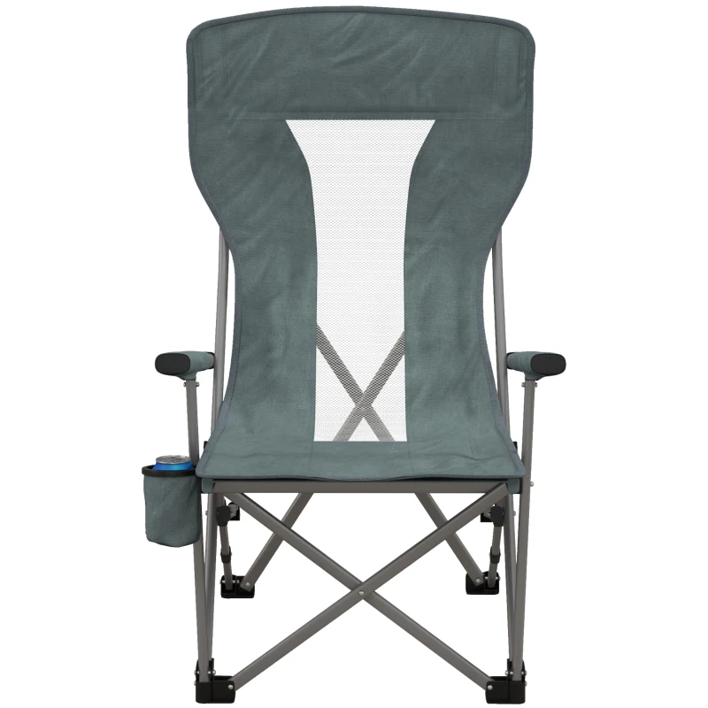 Outsunny Folding Camp Chair Portable Chair w/ Cup Holder Holds up to 136kg Perfect for Camping, Festivals, Garden, Caravan Trips, Fishing, Beach and BBQs