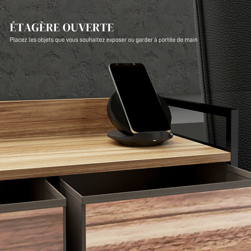 HOMCOM Commode Meuble de Rangement 5 tiroirs en Tissu 98 x 29 x 63 cm structure en acier noir