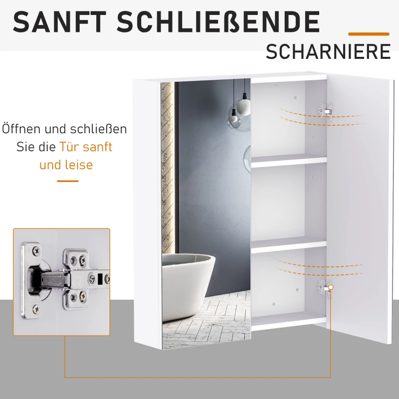 HOMCOM Bademöbel Spiegelschrank Badeschrank Hängeschrank Badezimmer Spiegel Schrank (60 x 15 x 75 cm)