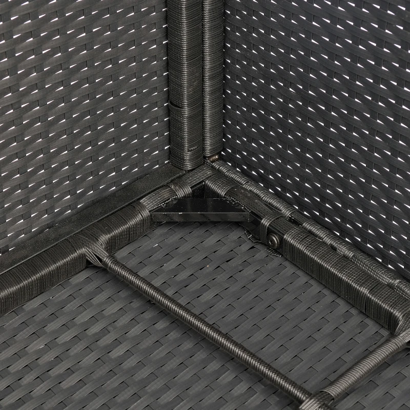 Outsunny Ensemble salon de jardin encastrable 10 places 6 fauteuils monoblocs 4 tabourets coussins déhoussables crème table plateau verre trempé résine tressée 4 fils noire