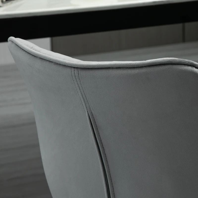 HOMCOM Lot de 2 chaises de salle à manger design assise dossier capitonné pieds métal noir effilés velours gris