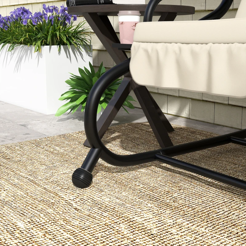 Outsunny Dondolo Letto da Giardino con Tettuccio Regolabile e Vassoi, in Acciaio e Teslin, 200x120x164 cm, Crema