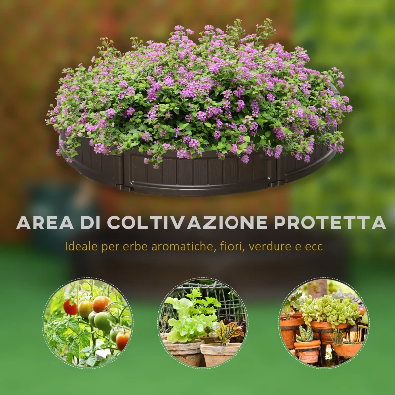 Outsunny Letto per Orto Rialzato in HDPE, Fioriera da Esterno Rotonda, Φ123x21cm, Marrone