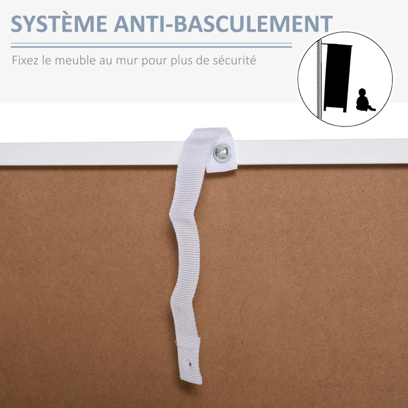 kleankin Meuble Bas de Salle de Bain sur Pied 2 Portes étagère tiroir Niche MDF Blanc