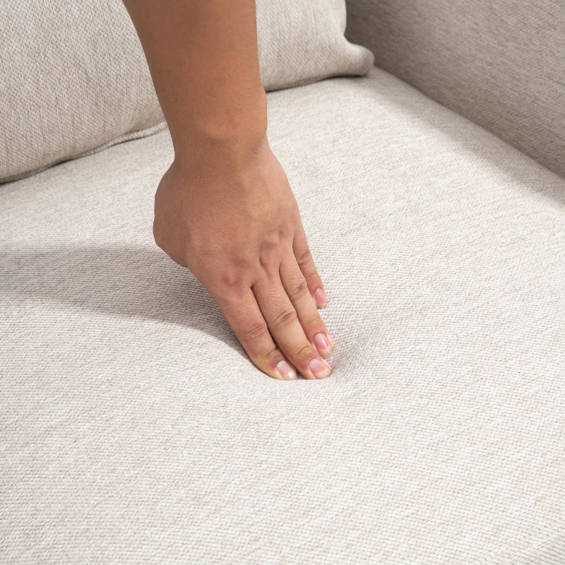 HOMCOM Poltrona Moderna d'Arredo con Cuscino Extra, in Tessuto Effetto Lino e Acciaio, 73x81x82 cm, Bianco Crema