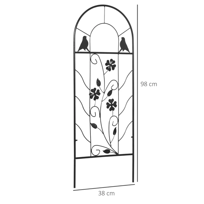 Outsunny Juego de 2 Enrejados de Jardín Soportes para Enredaderas de Acero para Flores Plantas en Patio 38x98 cm Negro