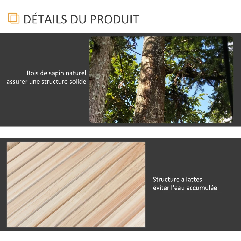 Outsunny Fauteuil de Jardin Adirondack Pliable avec Repose-Pied et Table Basse Bois Sapin traité Naturel