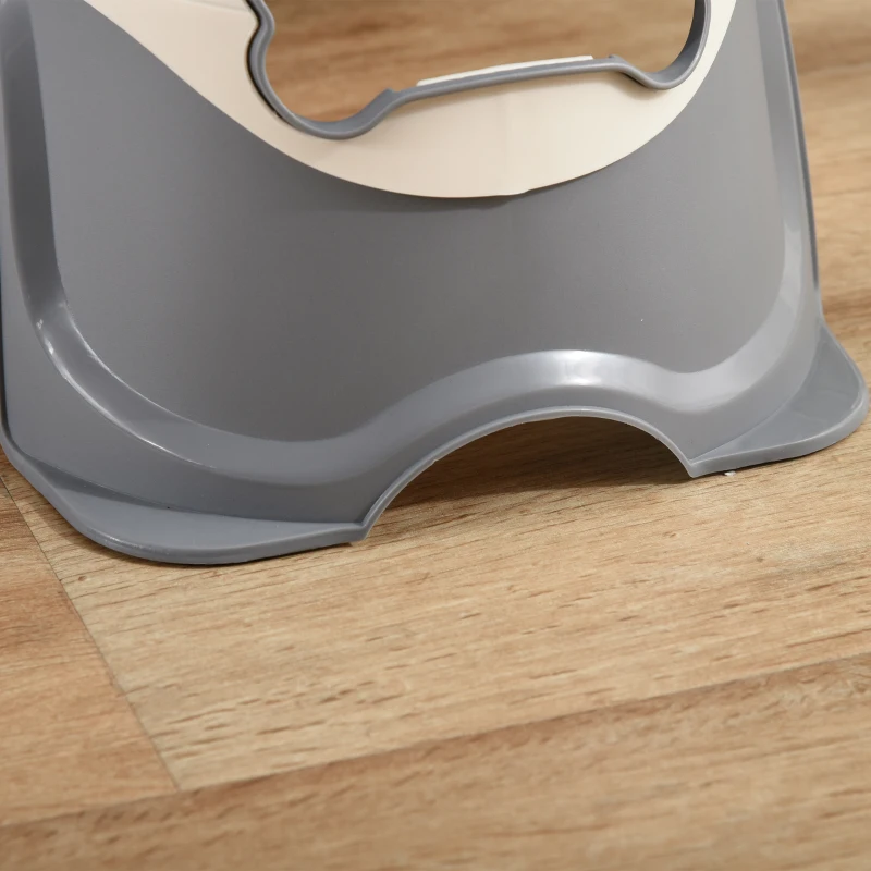 PawHut Doppia Ciotola per Cani Rialzata in Acciaio Inox e Plastica con Piedini Antiscivolo, 47x25x20cm, Bianco e Grigio
