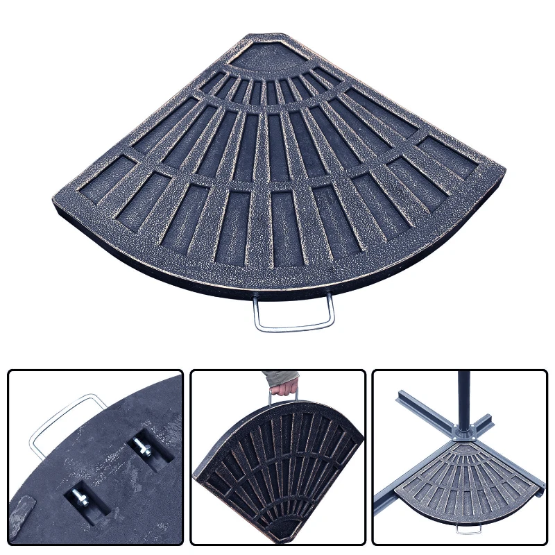 Outsunny Juego de 2 Piezas Base de Sombrilla Parasol Excéntrico Pies Soporte de Sombrilla Banana de Patio Jardín 66x47x4.2cm Resina