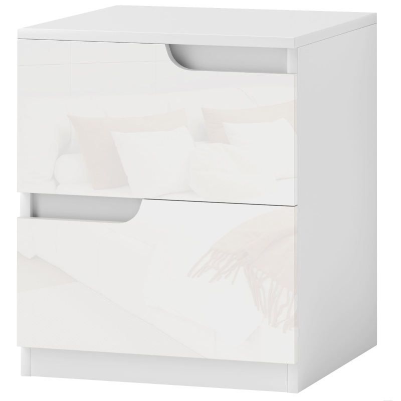 HOMCOM High Gloss Bedside Table - White