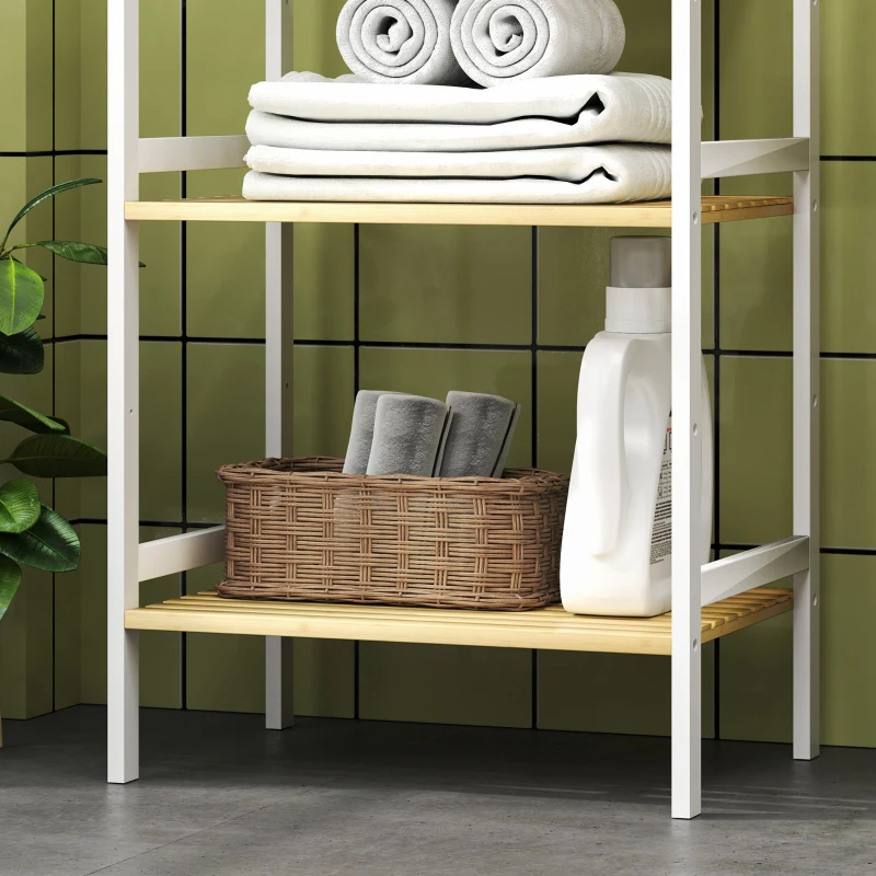 HOMCOM Three-Tier Bamboo Adjustable Shelf Storage Unit