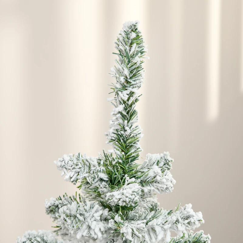HOMCOM Künstlicher Weihnachtsbaum, Schnee-Effekt, flammenhemmend, Scharnierkonstruktion, Grün/Weiß