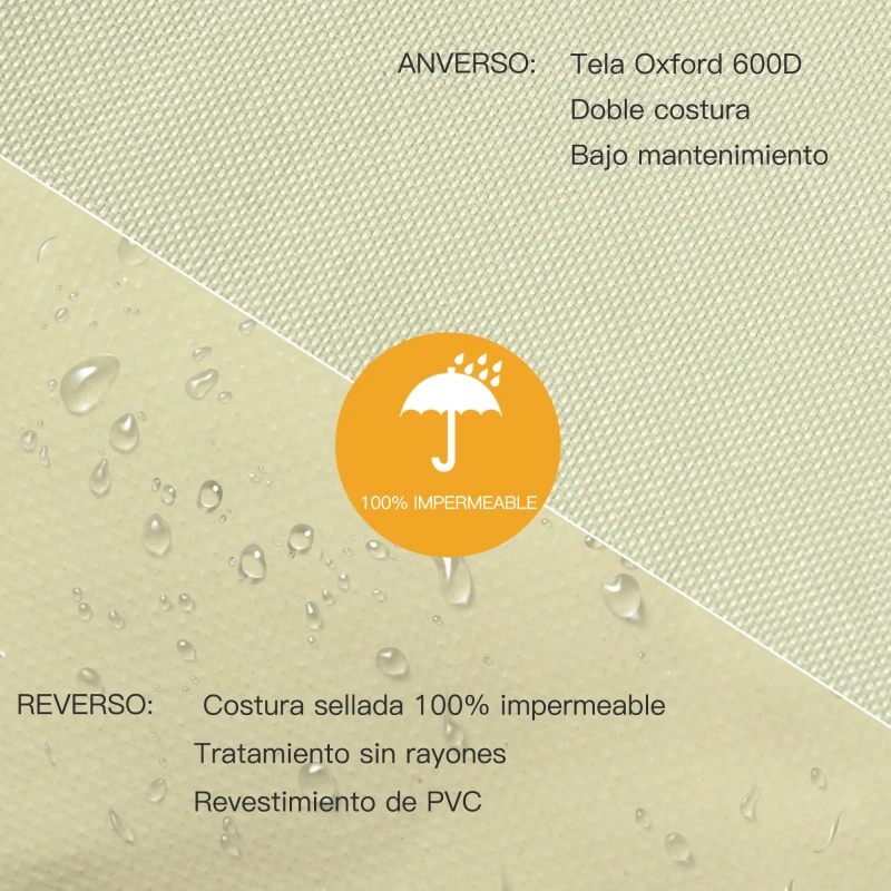 Outsunny Funda Protectora para Muebles de Jardín 68x87x77cm Funda de Tela Oxford 600D Impermeable para Patio Terraza Color Beige
