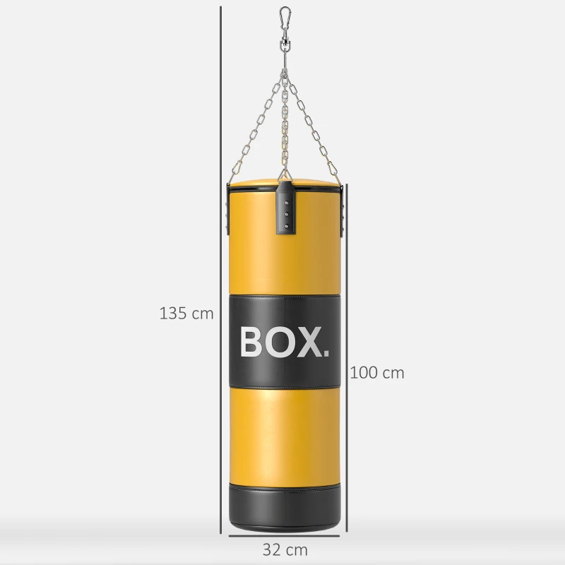 SPORTNOW Saco de Boxeo sin Relleno con Guantes de Boxeo Gancho y Muñequeras y Tobilleras Amarillo