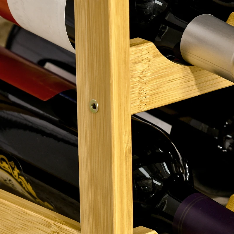 HOMCOM Scaffale Portabottiglie Vino a 4 Livelli per 16 Bottiglie in Legno di Bambù, 43x23.5x38cm