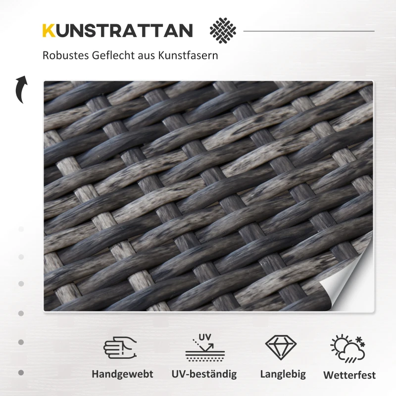 Outsunny 8-tlg. Polyrattan Gartengarnitur Gartenmöbel Garten-Set Sitzgruppe Loungeset Loungemöbel Beistelltisch als Aufbewahrungskorb Dunkelgrau Stahl + Polyester 58 x 58 x 37 cm