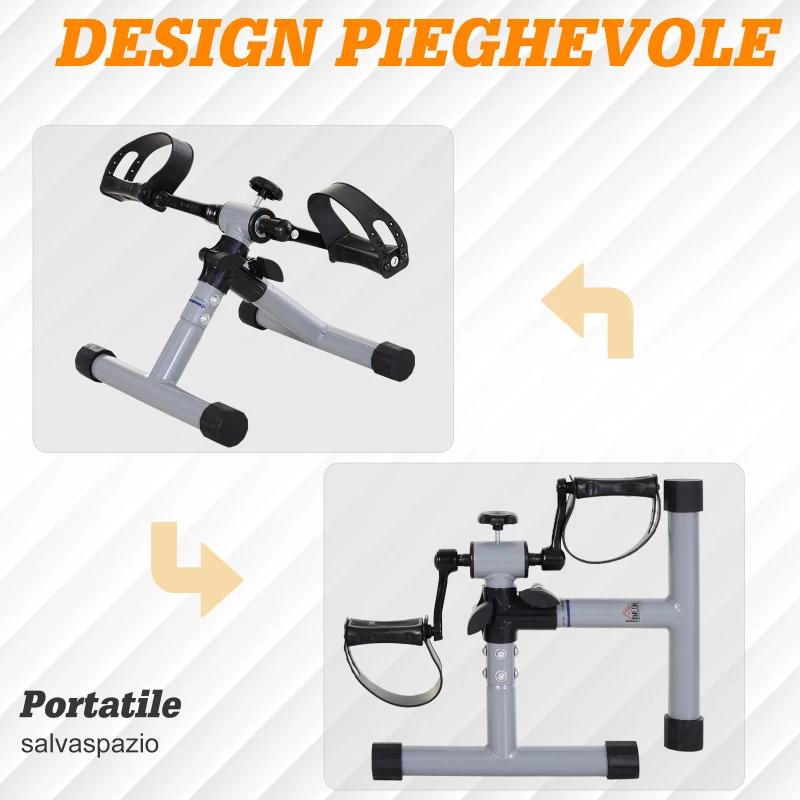 HOMCOM Mini Cyclette Pedaliera per Gambe e Braccia per Fitness a Casa, Resistenza Regolabile Pedali Antiscivolo