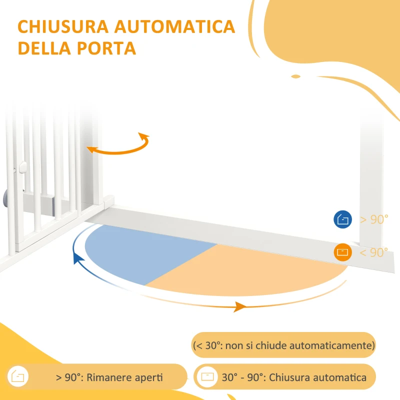 PawHut Cancellino per Cani taglia Piccola e Media con Chiusura Automatica, in Acciaio e PA, 74-100x76 cm, Bianco
