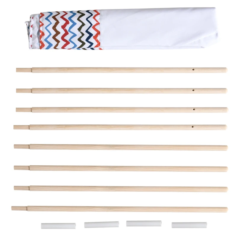 HOMCOM Tienda de Campaña para Niños de +3 Años Tipi Infantil de Madera Portátil con Ventana para Interiores y Exteriores 120x120x155 cm Blanco