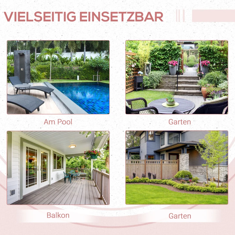 Outsunny Polyrattan Balkontisch, klappbar, Stahlrahmen, pflegeleicht, 40x40x40 cm, Schwarz