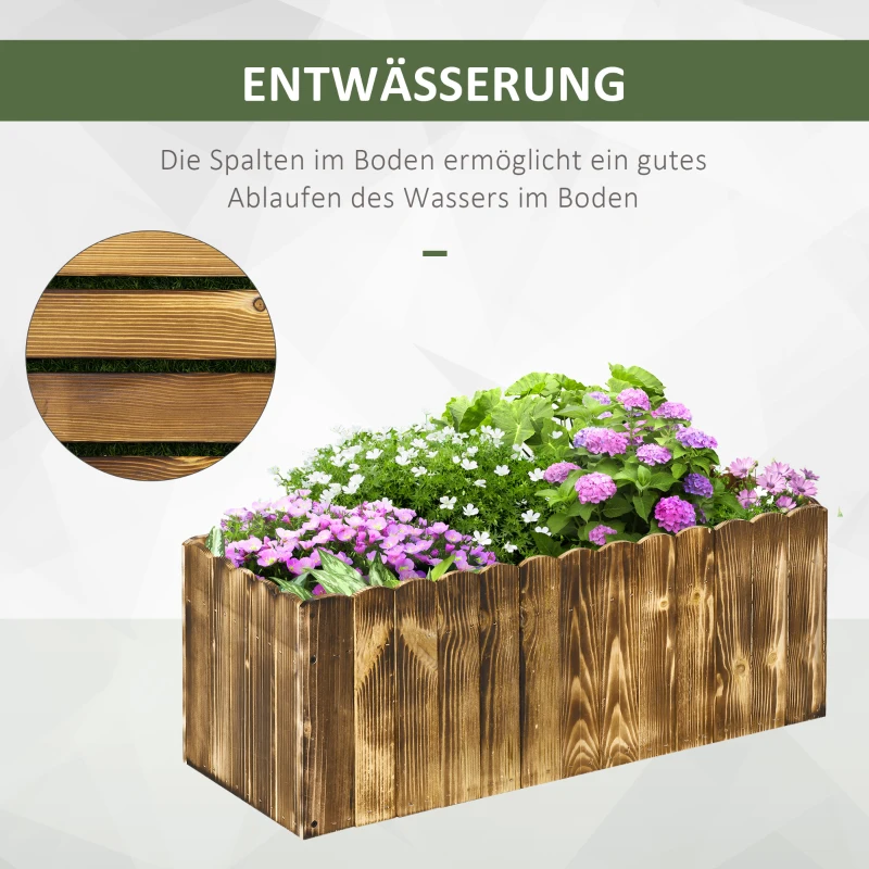 Outsunny Hochbeet Pflanzkasten Kräuterbeet Pflanzbeet Gemüse Blumenbeet Blumenkasten Tannenholz 80 x 33 x 30 cm