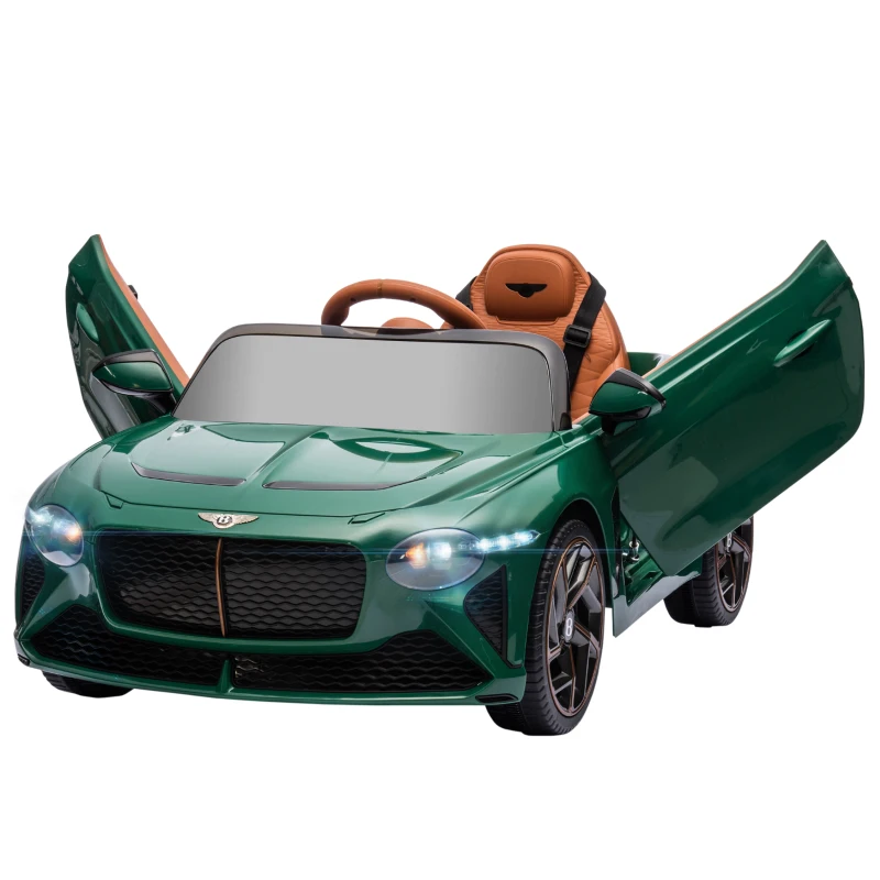 HOMCOM Bentley Bacalar Licensed 12V Kids Electric Car, with Remote Control, Horn, Lights, Music, Suspension Wheels, Green