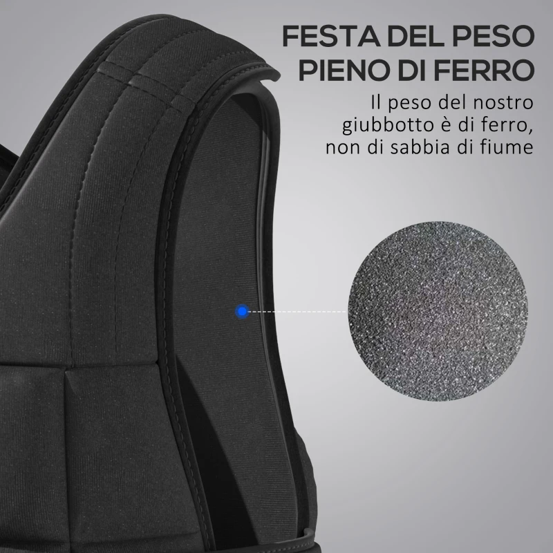 HOMCOM Giubbotto Zavorrato 20kg Unisex 38 Pesi Singoli, Imbottitura, Chiusure con Velcro, Nero