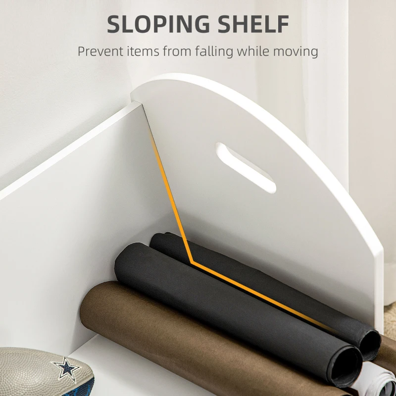 HOMCOM 2-Tier Storage Shelves, Kitchen Cart Shelf Unit with Wheels for Dining & Living Room, Home Study, White