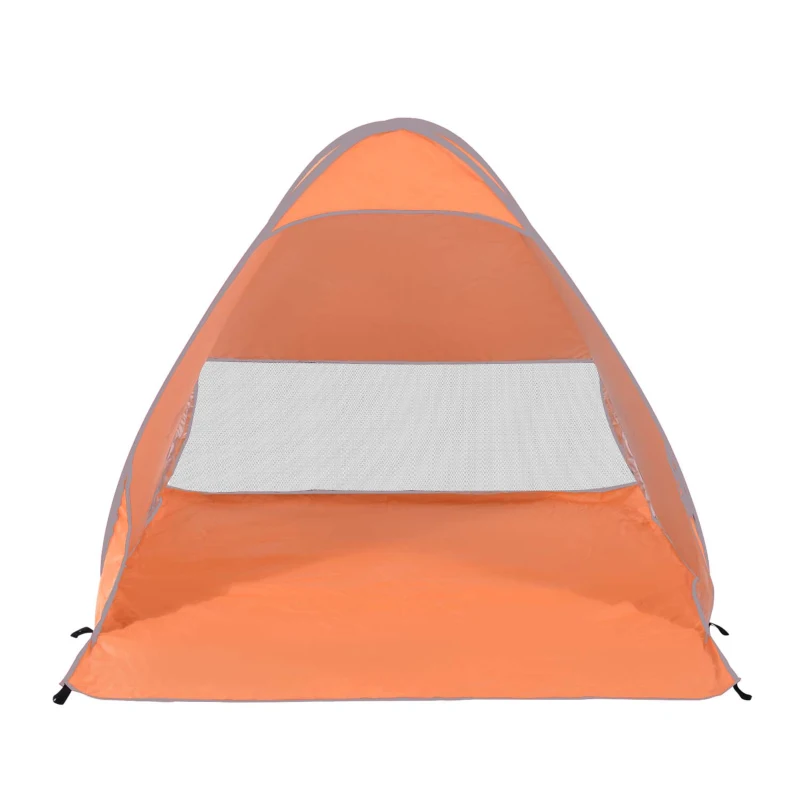 Outsunny Abri de plage tente de plage pliable pop-up automatique instantané protection UV fenêtre arrière grand tapis de sol orange