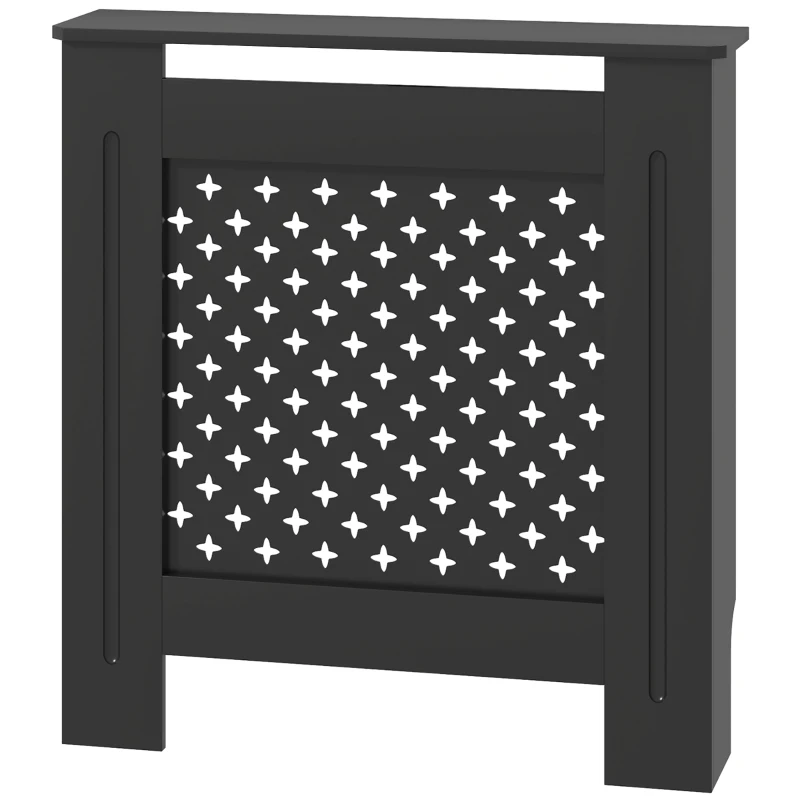 HOMCOM Copritermosifoni in Legno MDF Traforato a Croce con Ripiano e Fissaggio a Muro, 78x19x82 cm, Nero