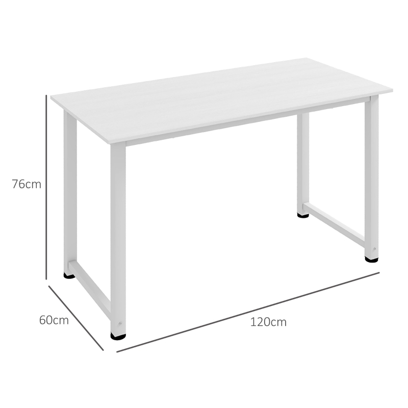 HOMCOM Scrivania per Computer con Piedini Regolabili in Truciolato e Acciaio, 120x60x76 cm, Bianco