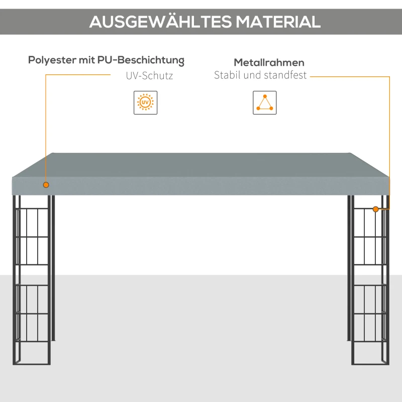 Outsunny Pergola 4 x 3 m Gartenpavillon Pavillon Überdachung Zelt Metall Polyester Grau
