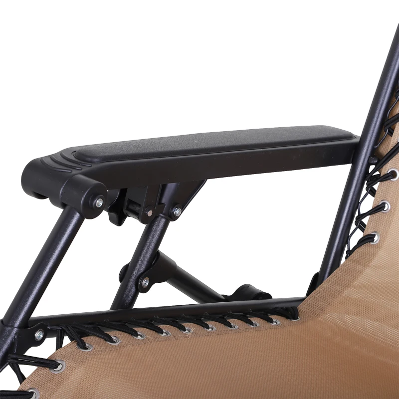 Outsunny Chaise Longue Pliable de Jardin Bain de Soleil zéro gravité Pare-Soleil et Dossier réglable Plateau Porte gobelet Accessoires Metal textilène Beige