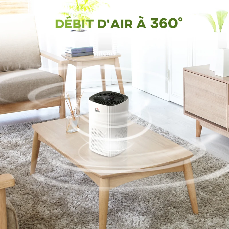 HOMCOM Purificateur d'air + Filtre pour purificateur d'air - Ioniseur, CADR 225m³/h, minuterie - filtration en 3 étapes