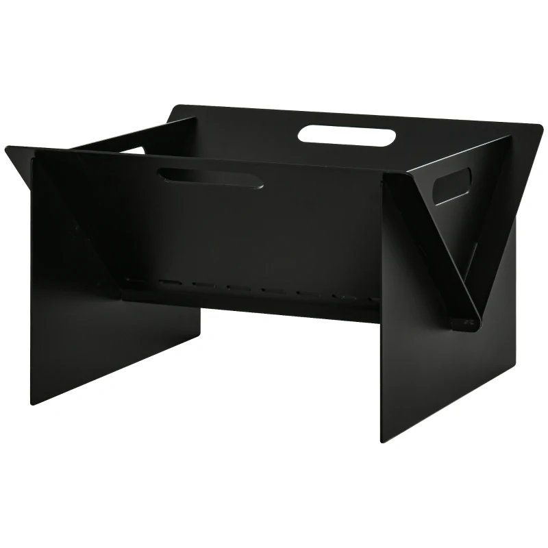 Outsunny Braciere da Giardino in Acciaio Quadrato con Maniglie, 50x45x30cm, Nero