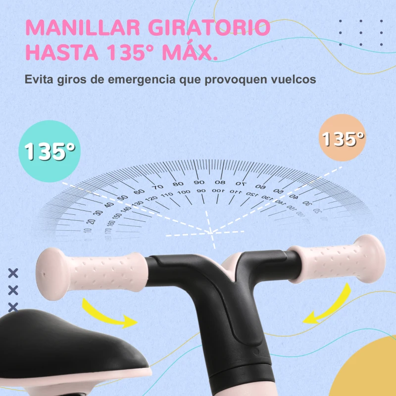 AIYAPLAY Bicicleta sin Pedales para Niños de +18 Meses Triciclo Infantil con Sillín Ajustable en 30-36,5 cm 66,5x34x46,5 cm Rosa